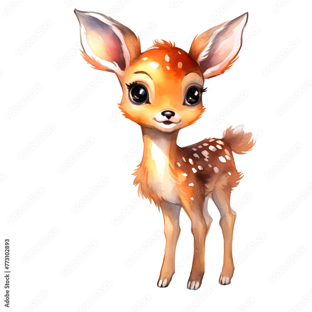 Cartoon illustration of a cute fawn Cartoon illustration of a cute fawn