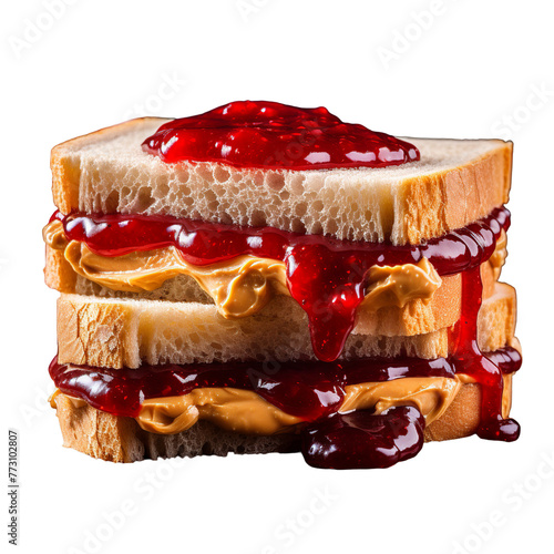 A Gourmet peanut butter and jam sandwich, Isolated on transparent PNG background, Generative ai