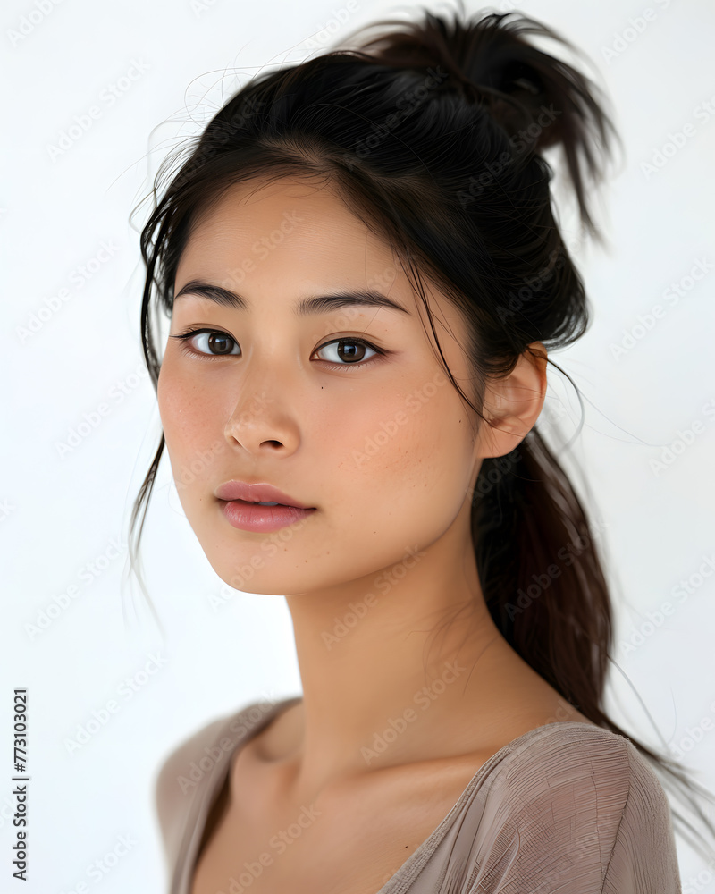 Head shot of a beautiful asian woman isolated on white background Head shot of a beautiful asian woman isolated on white background