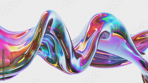 Multicolored holographic liquid flows in abstract curves with grain technique. Future movement background.
