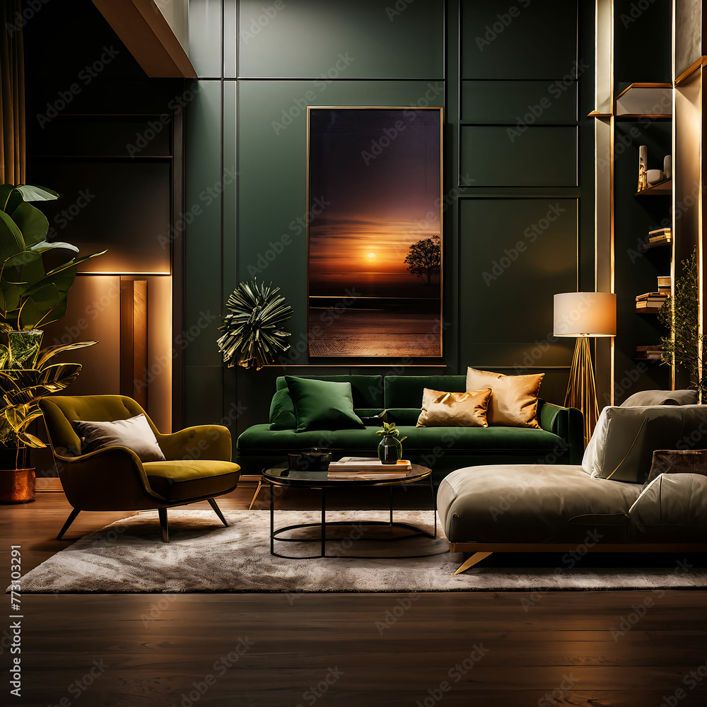 A splendid living room with minimalist and elegant decor. A splendid living room with minimalist and elegant decor.
