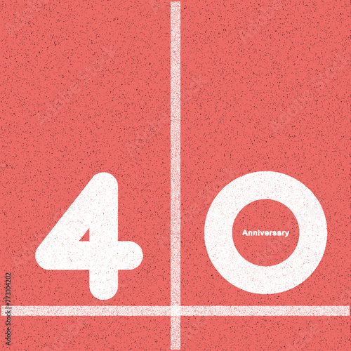 Printsimple graphic design 40, 40th  flat 2d vector representation of a running track. of a running track with the number “40” painted on it in bold white text. the track appears to be red with white