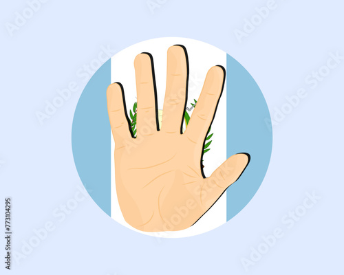 Guatemala flag with hand stop sign, protest and human rights idea
