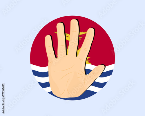 Kiribati flag with hand stop sign, protest and human rights idea