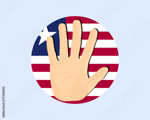 Liberia flag with hand stop sign, protest and human rights idea