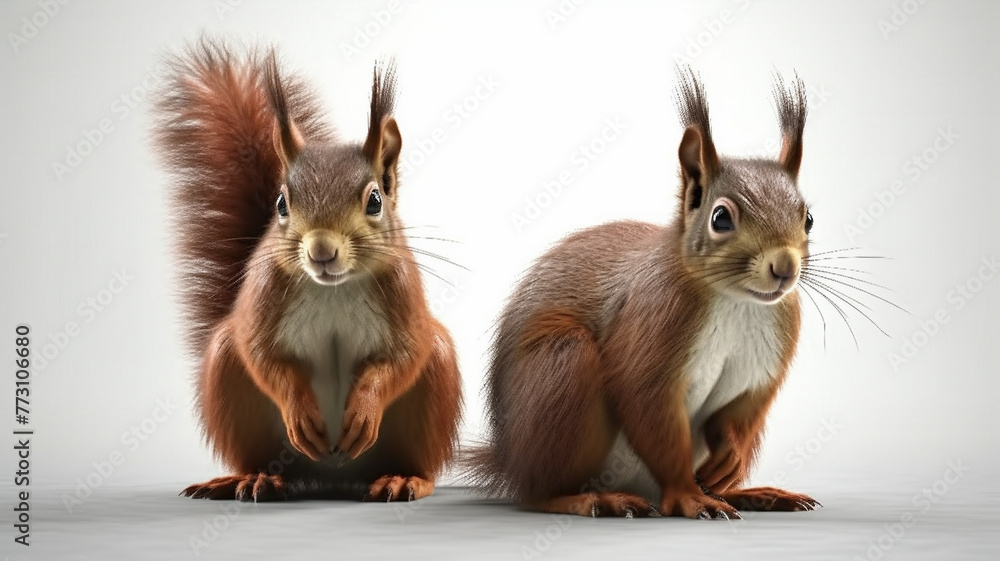 Obraz premium Squirrel, Squirrels, Baby Squirrel on White Background
