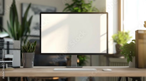 laptop computer lockup, design with monitor blank screen, 3D render
