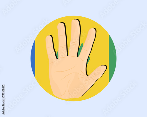 Saint Vincent And G. flag with hand stop sign, protest and human rights idea