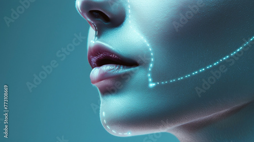 An abstract interpretation of facial enhancement procedures blending seamlessly with cutting-edge technology, photo