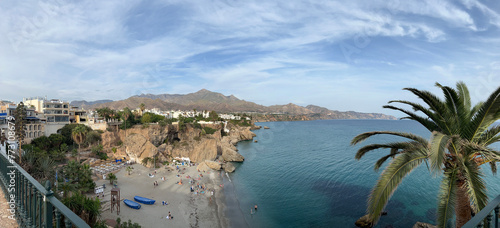 Panorama view from balcony of Europe at the Calahonda beach photo
