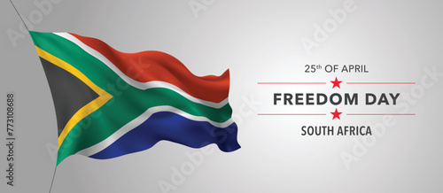 South Africa happy freedom day greeting card, banner with template text vector illustration