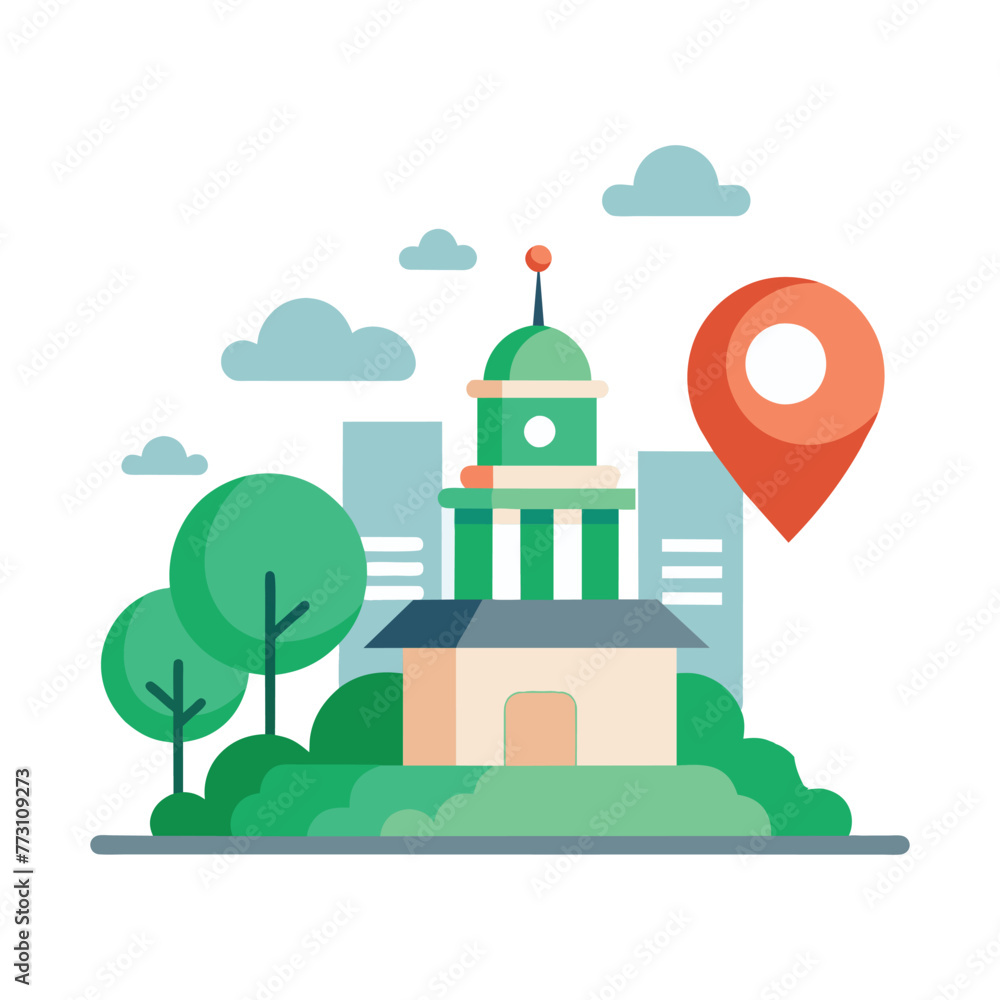 House location flat vector illustration on white background