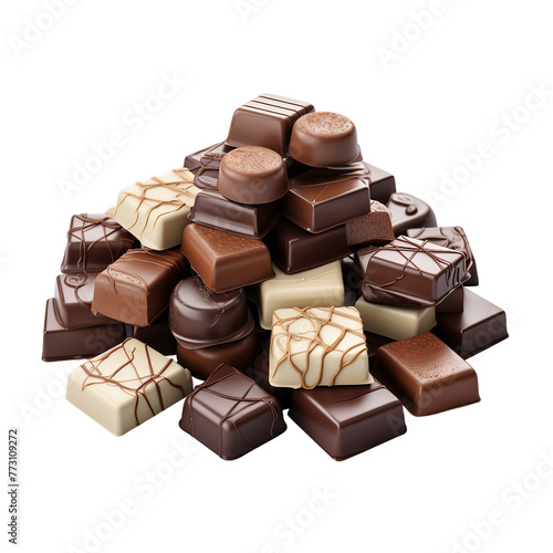 illustration of Milk chocolates, Isolated on transparent PNG background, Generative ai