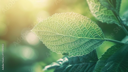 Earth Day - Macro Shot of Green Leaf Vein. Eco Environment with Copy Space. Leaves Scene and Nature Wallpaper for Presentation
 photo