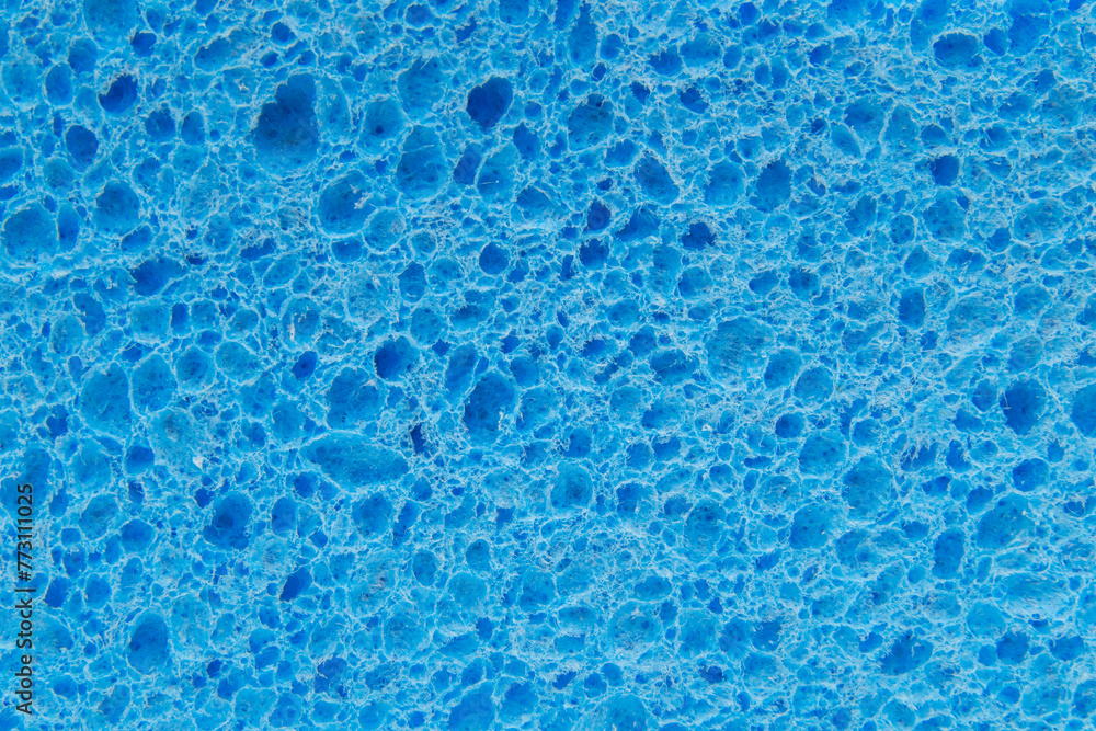 Macro closeup of a blue sponge - obrazy, fototapety, plakaty 