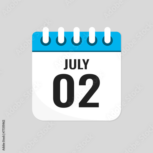 Icon page calendar day - 2 July