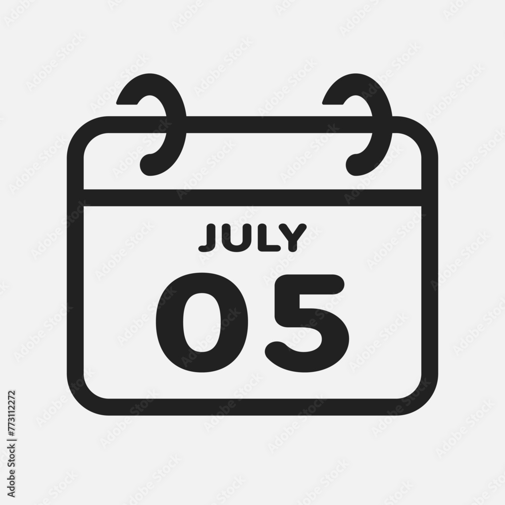Icon page calendar day - 5 July