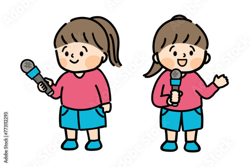 マイクを持ってインタビューする子どものセット