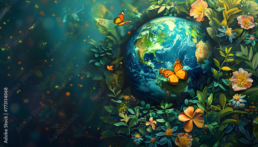 A vibrant background template of earth-shaped plants, perfect for environmental and wildlife projects. A vibrant background template of earth-shaped plants, perfect for environmental and wildlife projects.