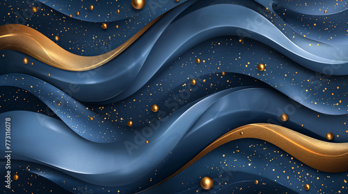 blue abstract background with luxury golden elements vector illustration.