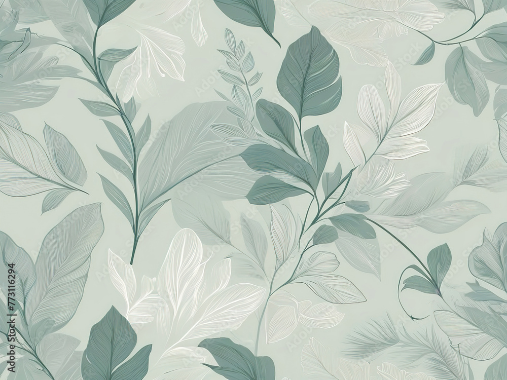 Seamless pattern with leaves. Vector illustration in pastel colors.