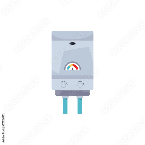 Vector illustration on a white background of an electric or gas metal grey boiler for heating