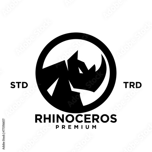Simple rhino Head logo design with unique concept © Alpha Vector