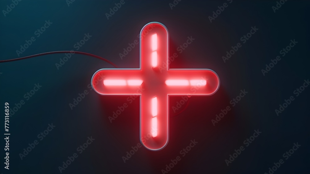 Obraz premium Glowing Red Cross Symbol Representing Modern Medical Care and Healthcare Concepts