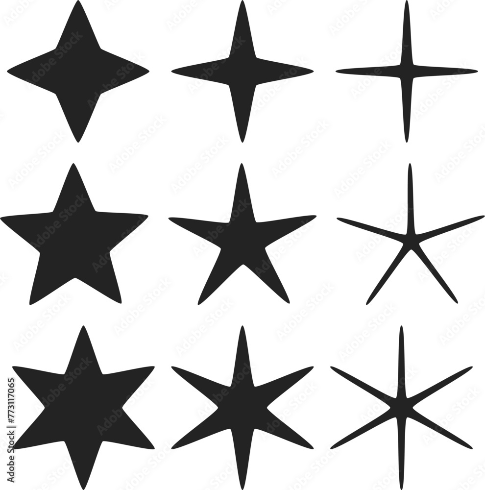 set of stars vector element shape