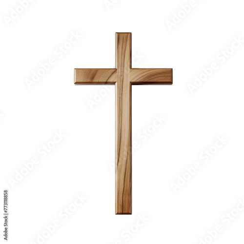 A Simple wooden christian cross, Isolated on transparent PNG background, Generative ai