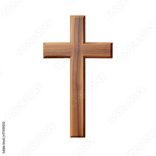 A Simple wooden christian cross, Isolated on transparent PNG background, Generative ai