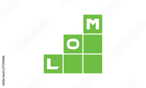 LOM initial letter financial logo design vector template. economics, growth, meter, range, profit, loan, graph, finance, benefits, economic, increase, arrow up, grade, grew up, topper, company, scale