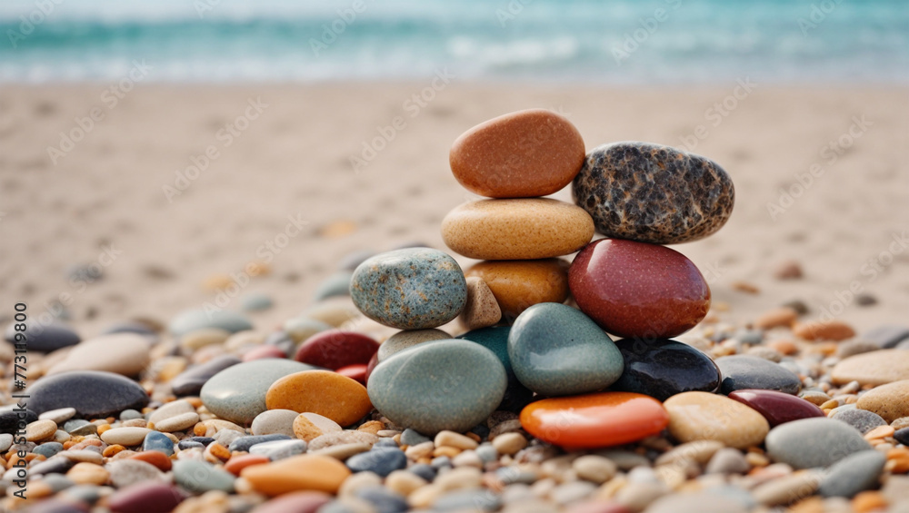 High quality photo of colorful rocks on the beach 31