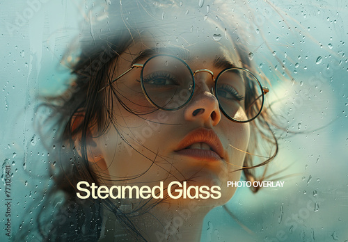 Steamed Glass Overlay Photo Effect Mockup With Generative AI