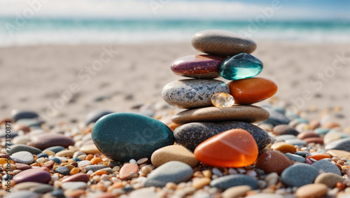 High quality photo of colorful rocks on the beach 5