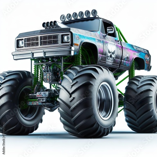 Monster Truck, white background, square picture