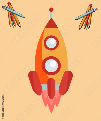 Rocket to space concept of success photo