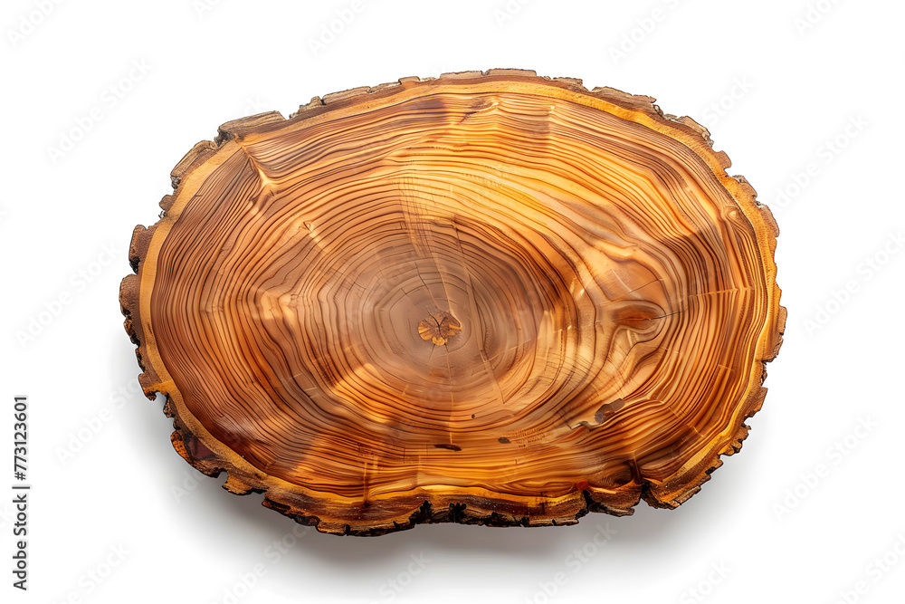 Natural Wood Slab top view isolated on white background Natural Wood Slab top view isolated on white background