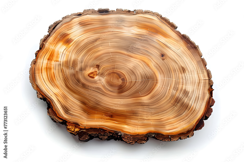 Natural Wood Slab top view isolated on white background Natural Wood Slab top view isolated on white background