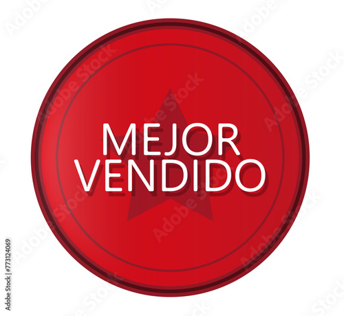 Vector e ilustración de icono rojo circular con una gran estrella "mejor vendido" etiqueta para objetos y sitios web.