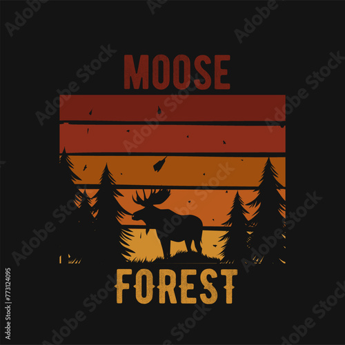 illustration vector of lost moose in forest perfect for print, apparel, poster, etc