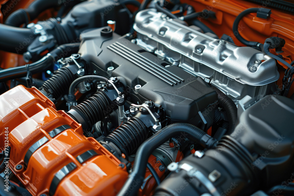 car engine, mechanic showing problem, car repair service car engine, mechanic showing problem, car repair service