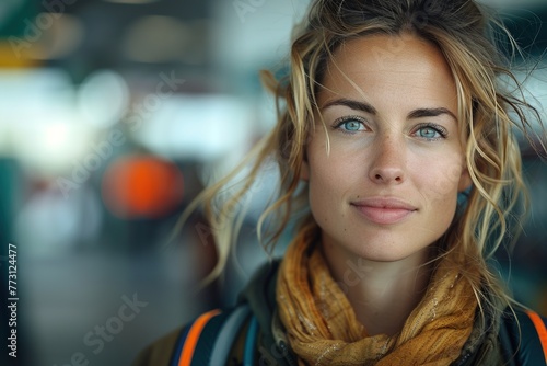 Middle aged female worker at a gas station, portrait