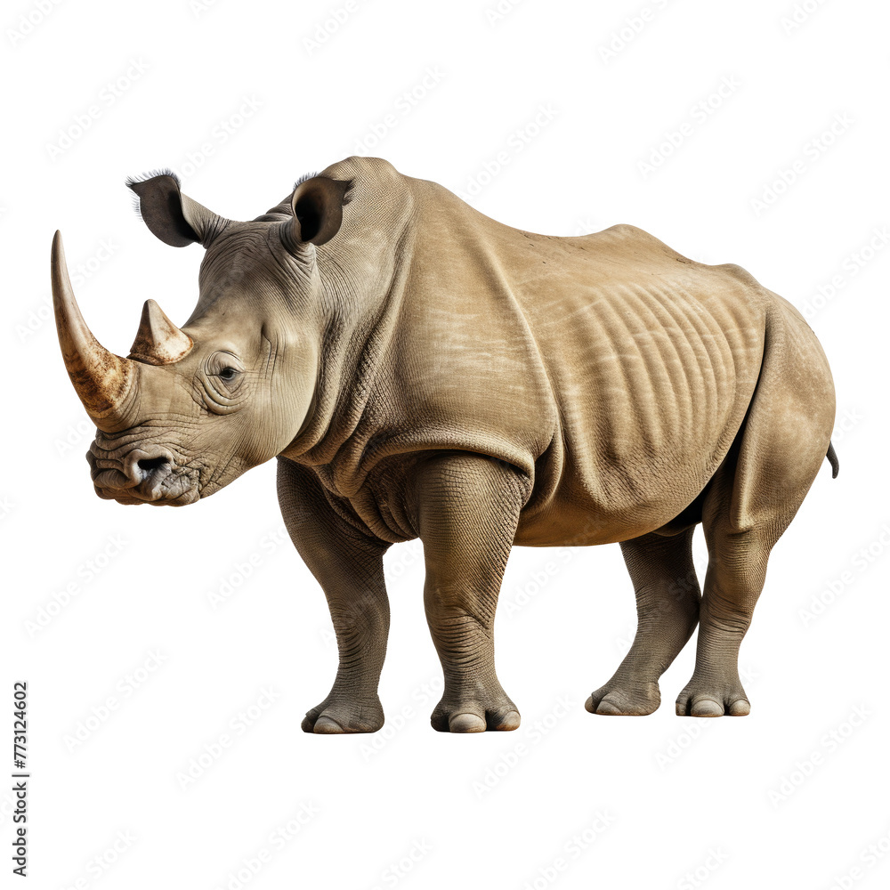 rhino looking isolated on white rhino looking isolated on white