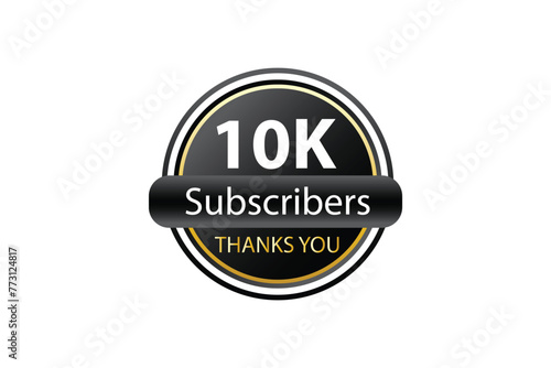 10k Subscribers Thank You 10k Followers badge Design With black and golden theme Background