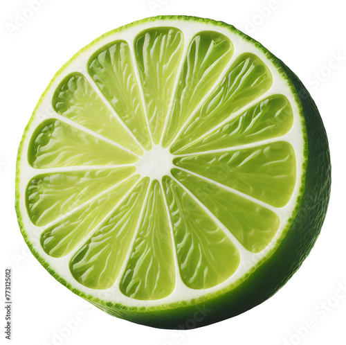 Cut fresh lime on transparent background
