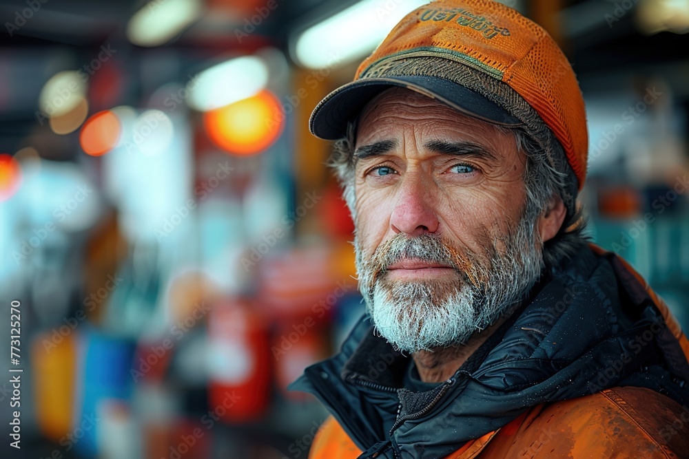 Employee at a gas station, middle aged, portrait Employee at a gas station, middle aged, portrait