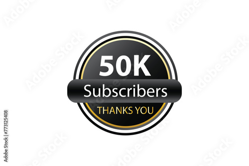50k Subscribers Thank You 50k Followers badge Design With black and golden theme Background