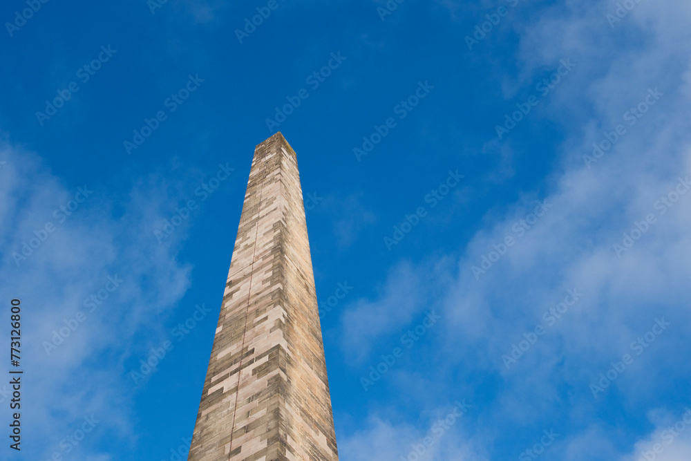 Glasgow Scotland: 12th Feb 2024: Nelson Monument blue sky sunny day with copy space