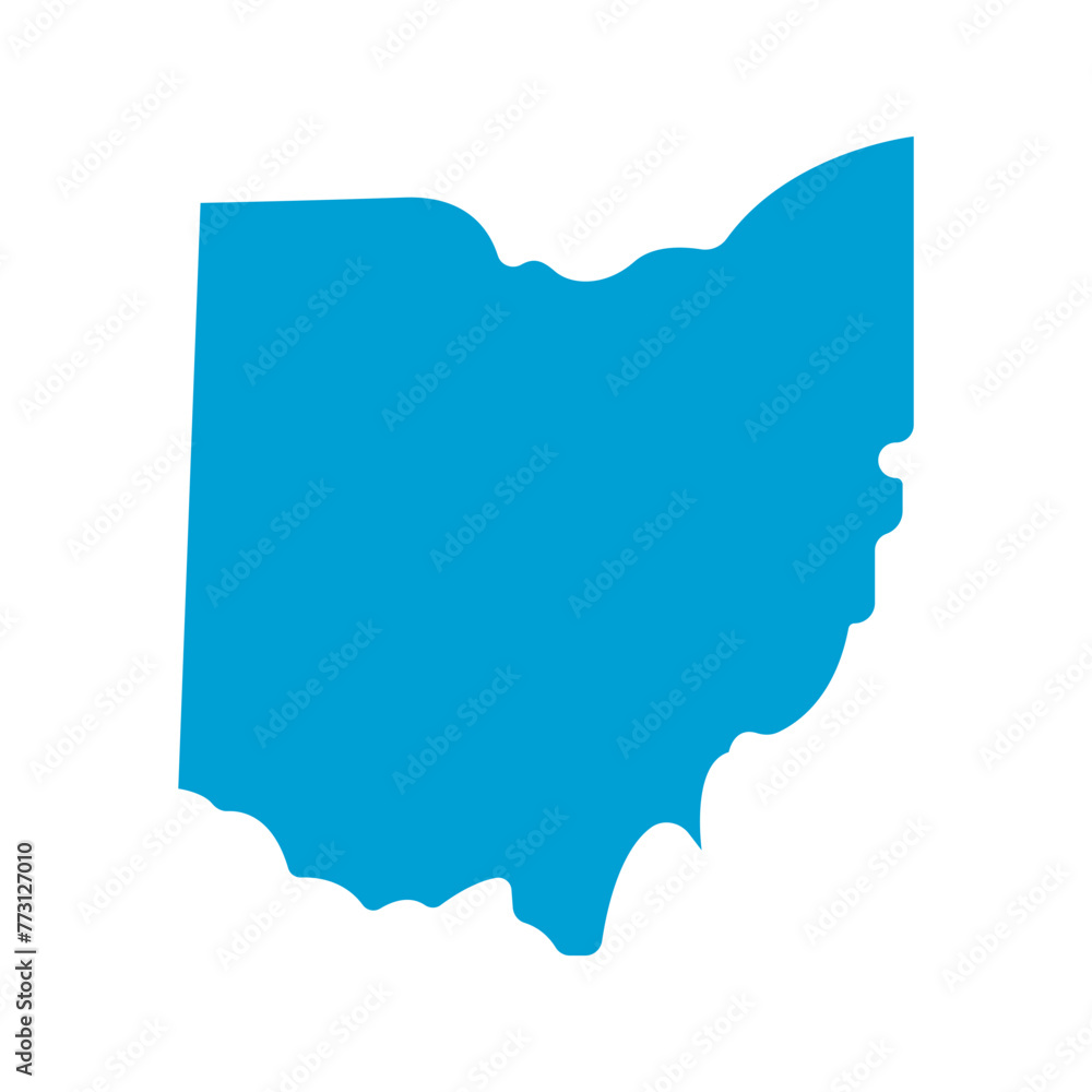 Ohio United States Map Design Elements Vector Illustration with Silhouettes and Geographic Boundary